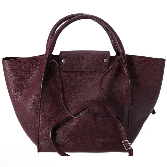 Celine Big Bag Small Tote Convertible Shoulder Bag Smooth Leather Bordeaux - Picture 4 of 13